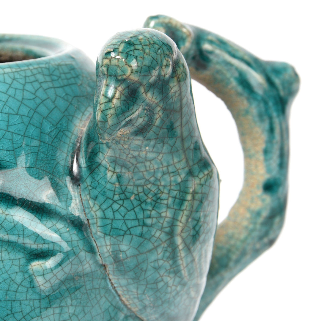 Green Earthenware Teapot - Parrot Design | Indigo Antiques