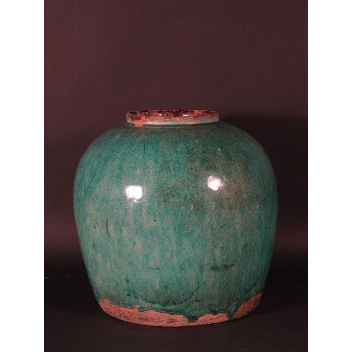 Green Glazed Rice Jar  80 - 100 Yrs Old | Indigo Oriental Antiques