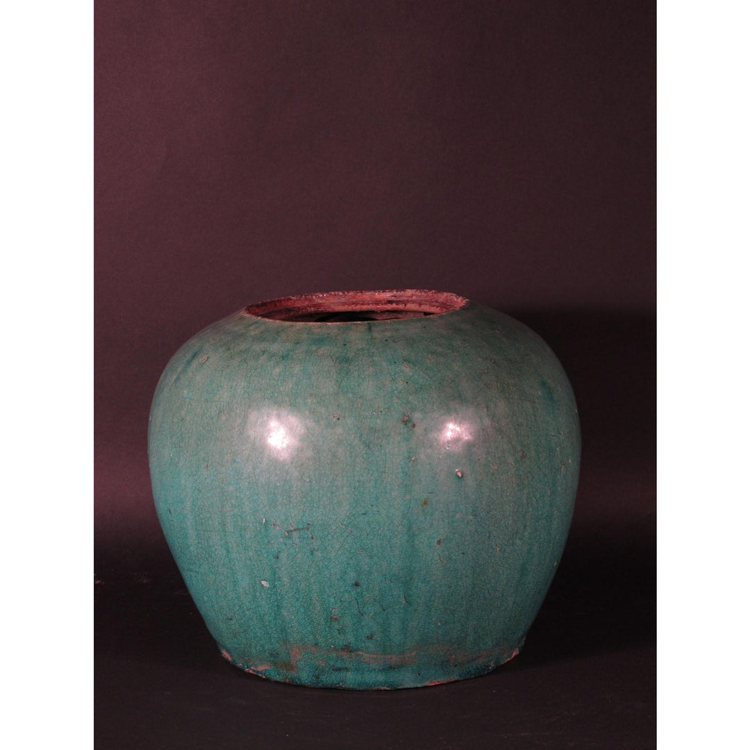 Green Glazed Rice Jar  80 - 100 Yrs Old | Indigo Oriental Antiques