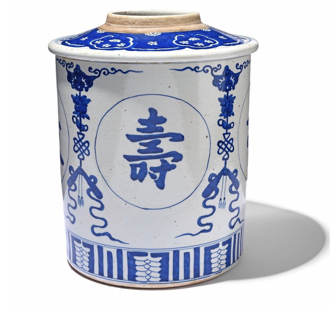 Large Blue & White Porcelain Tea Caddy | Indigo Antiques