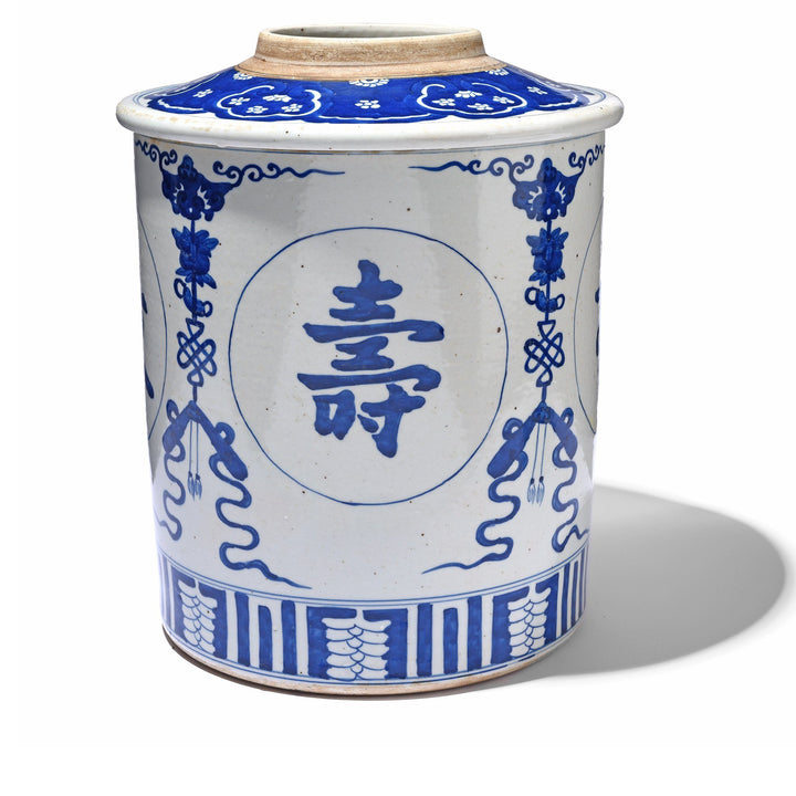 Large Blue & White Porcelain Tea Caddy | Indigo Antiques