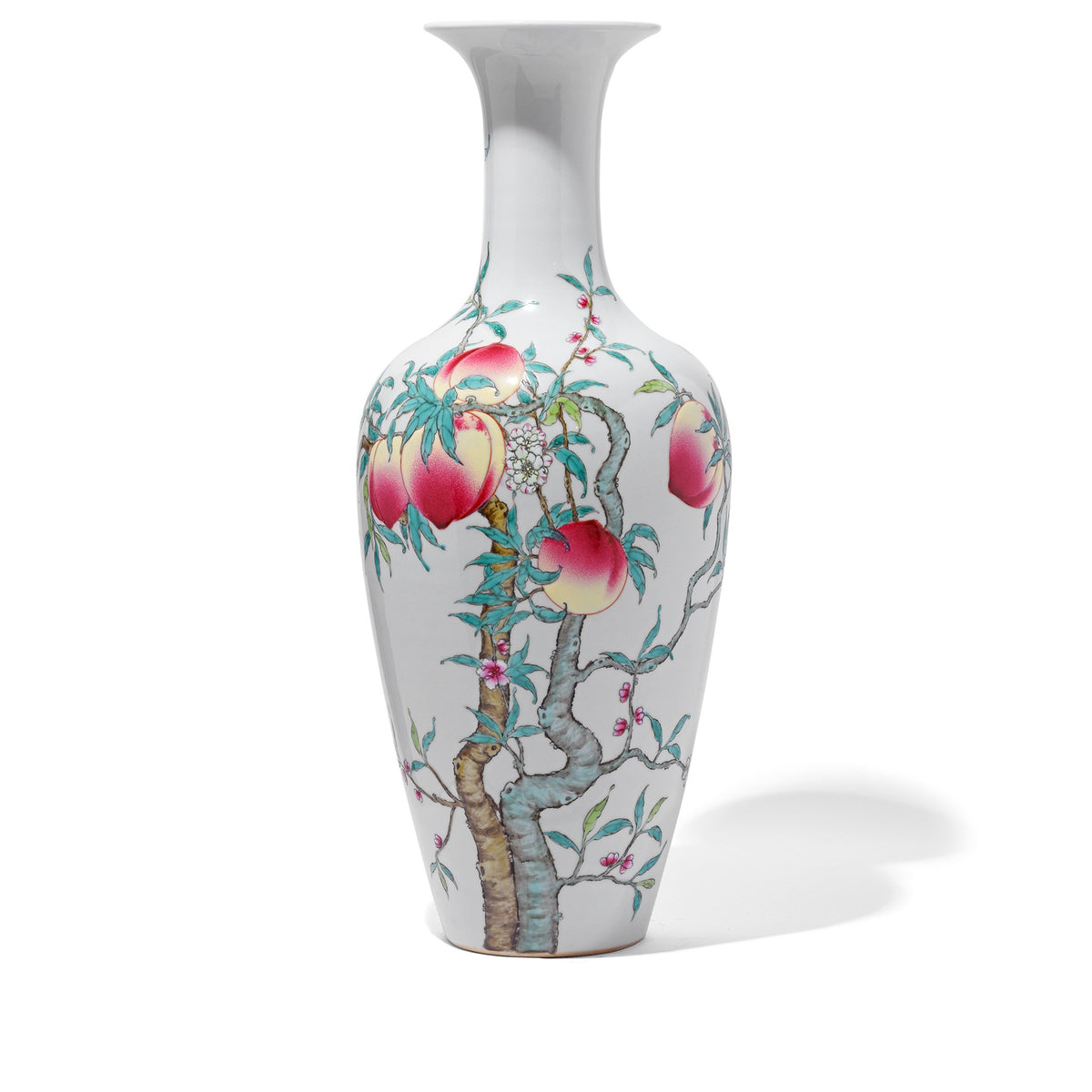 Chinese Reproduction Porcelain Liuyeping Vase - Nine Peach Design