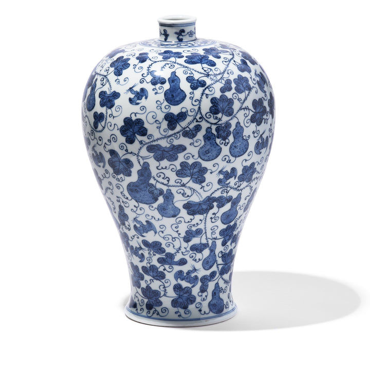 Chinese Blue & White Porcelain Mei Ping Vase - Blue & White With Gourd Design | Indigo Oriental Antiques
