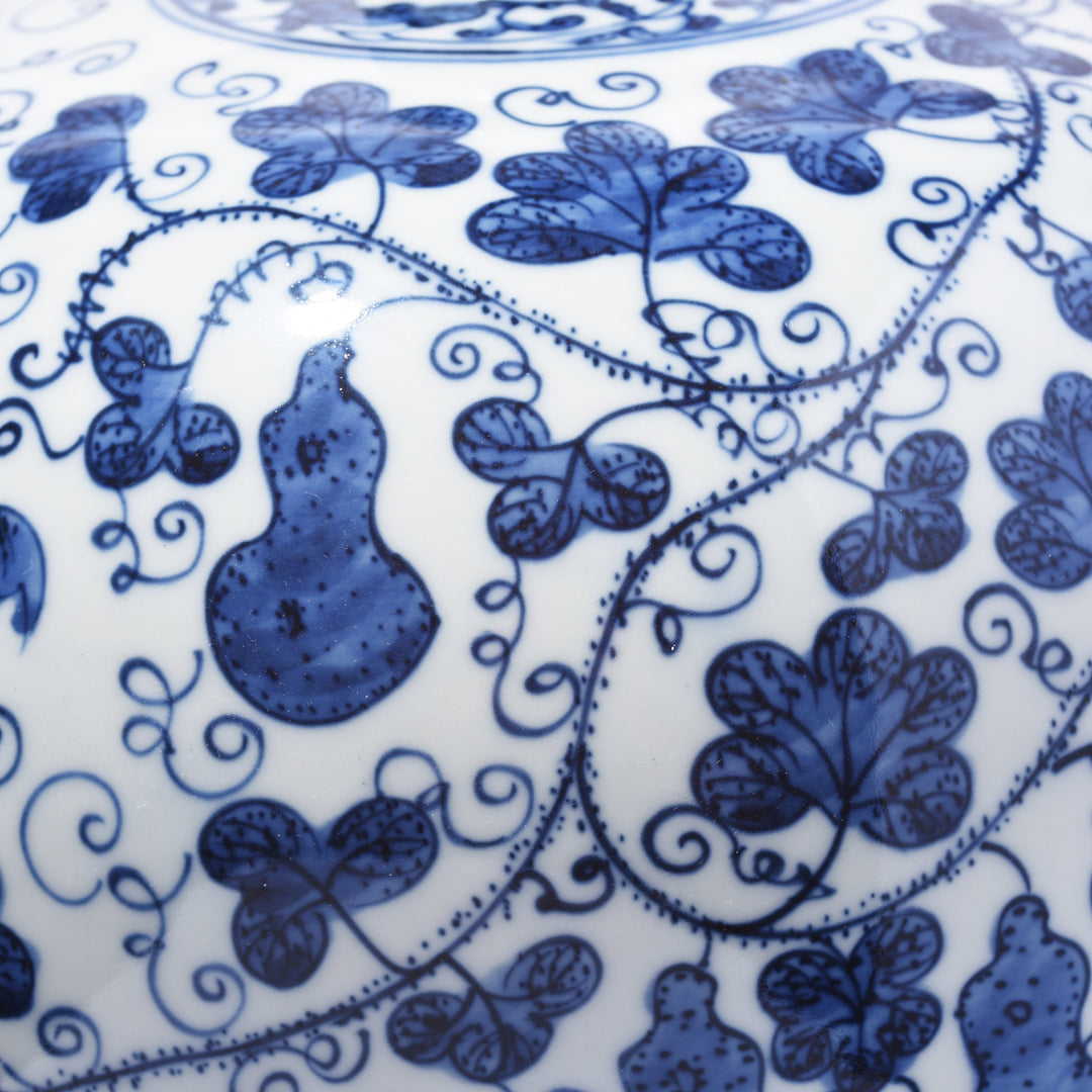 Chinese Blue & White Porcelain Mei Ping Vase - Blue & White With Gourd Design | Indigo Oriental Antiques