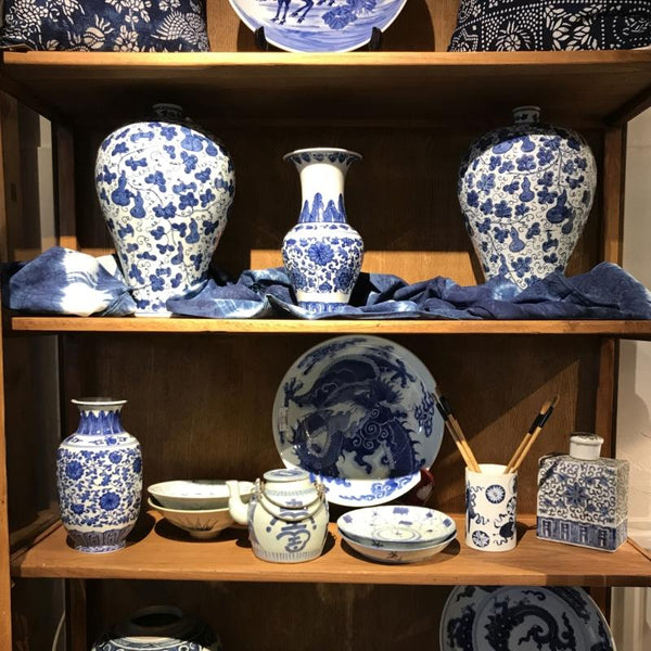Porcelain Meiping Vase - Blue & White With  Gourd Design