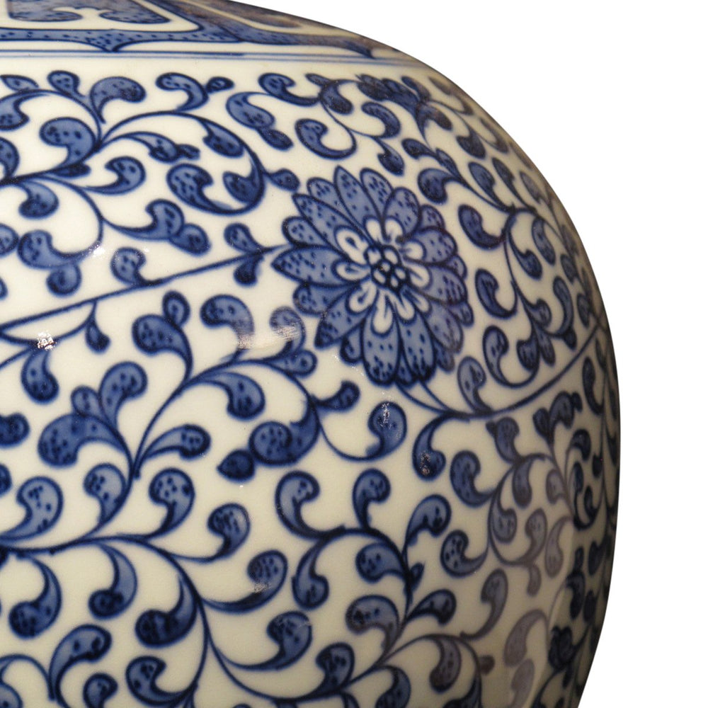 Porcelain Meiping Vase - Blue & White With Peony Design | Indigo Oriental Antiques