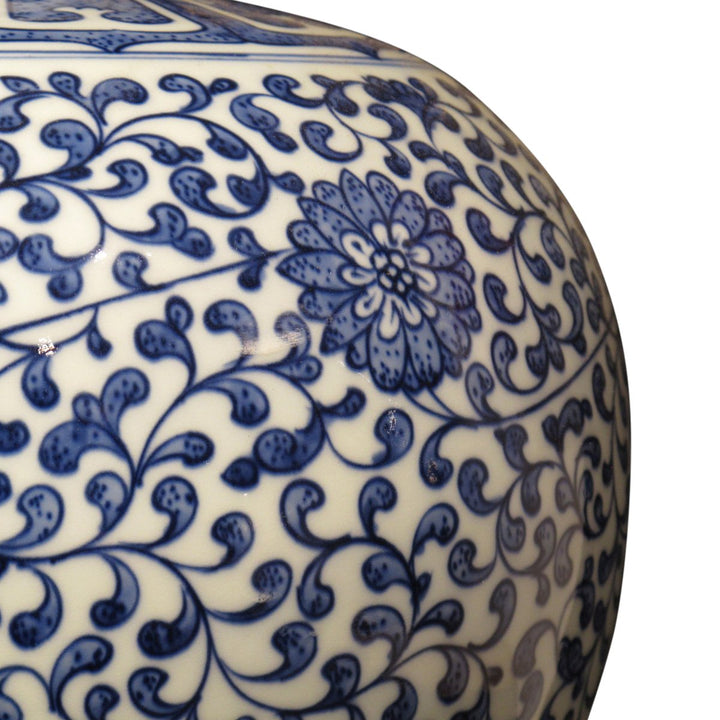 Porcelain Meiping Vase - Blue & White With Peony Design | Indigo Oriental Antiques