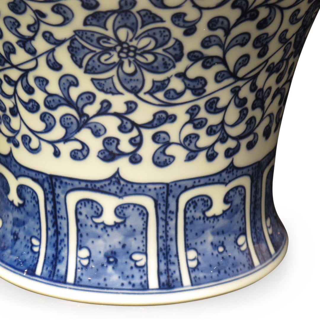 Porcelain Meiping Vase - Blue & White With Peony Design | Indigo Oriental Antiques