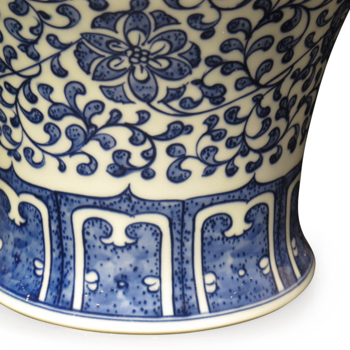Porcelain Meiping Vase - Blue & White With Peony Design | Indigo Oriental Antiques