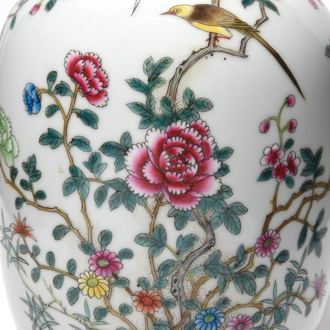 Porcelain Rouleau Vase - Famille Rose Design | Indigo Antiques
