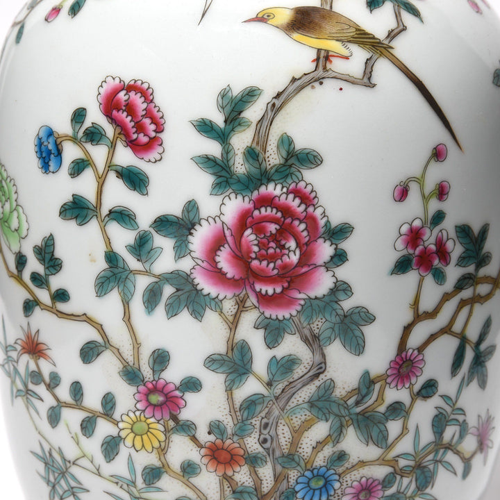 Porcelain Rouleau Vase - Famille Rose Design | Indigo Antiques