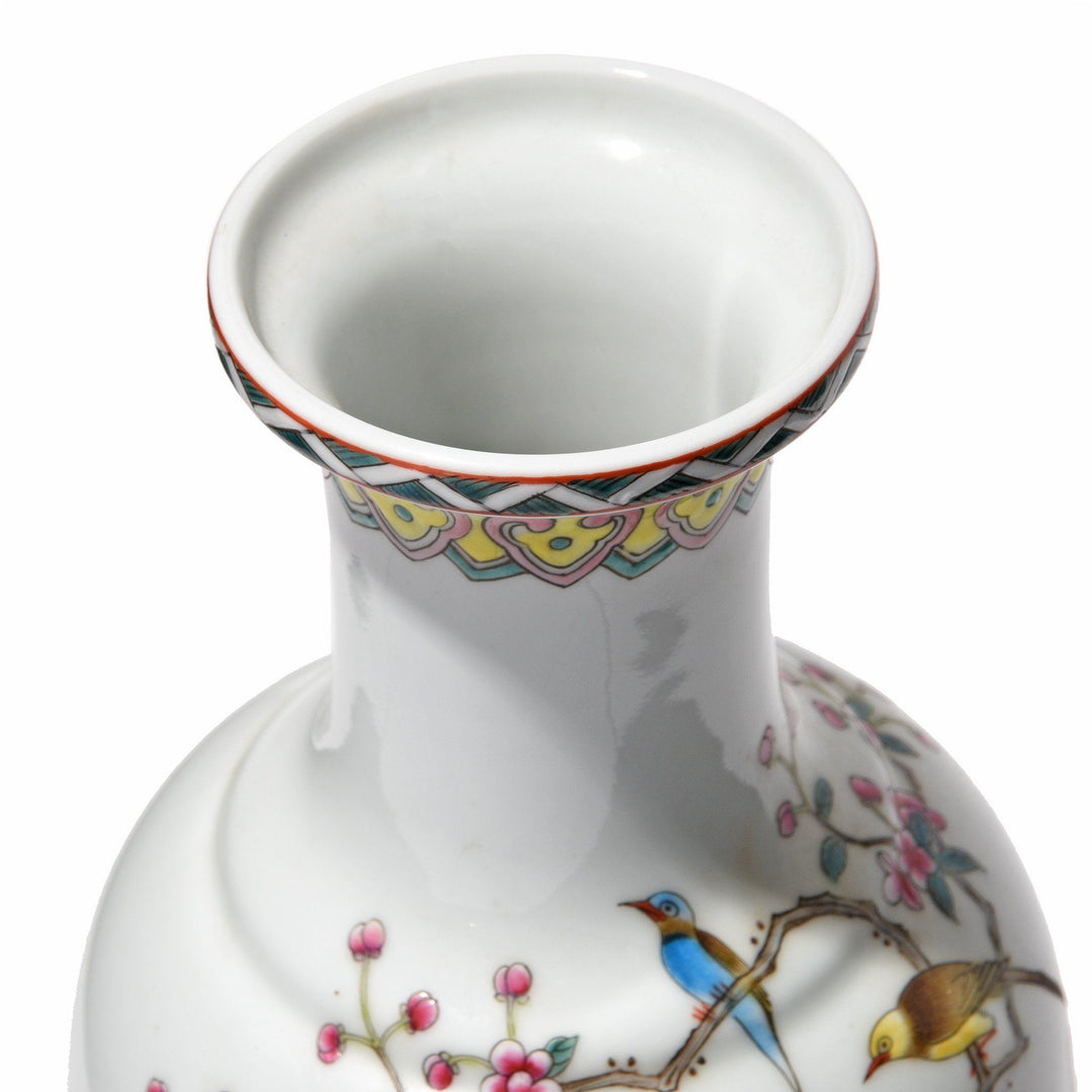 Porcelain Rouleau Vase - Famille Rose Design | Indigo Antiques