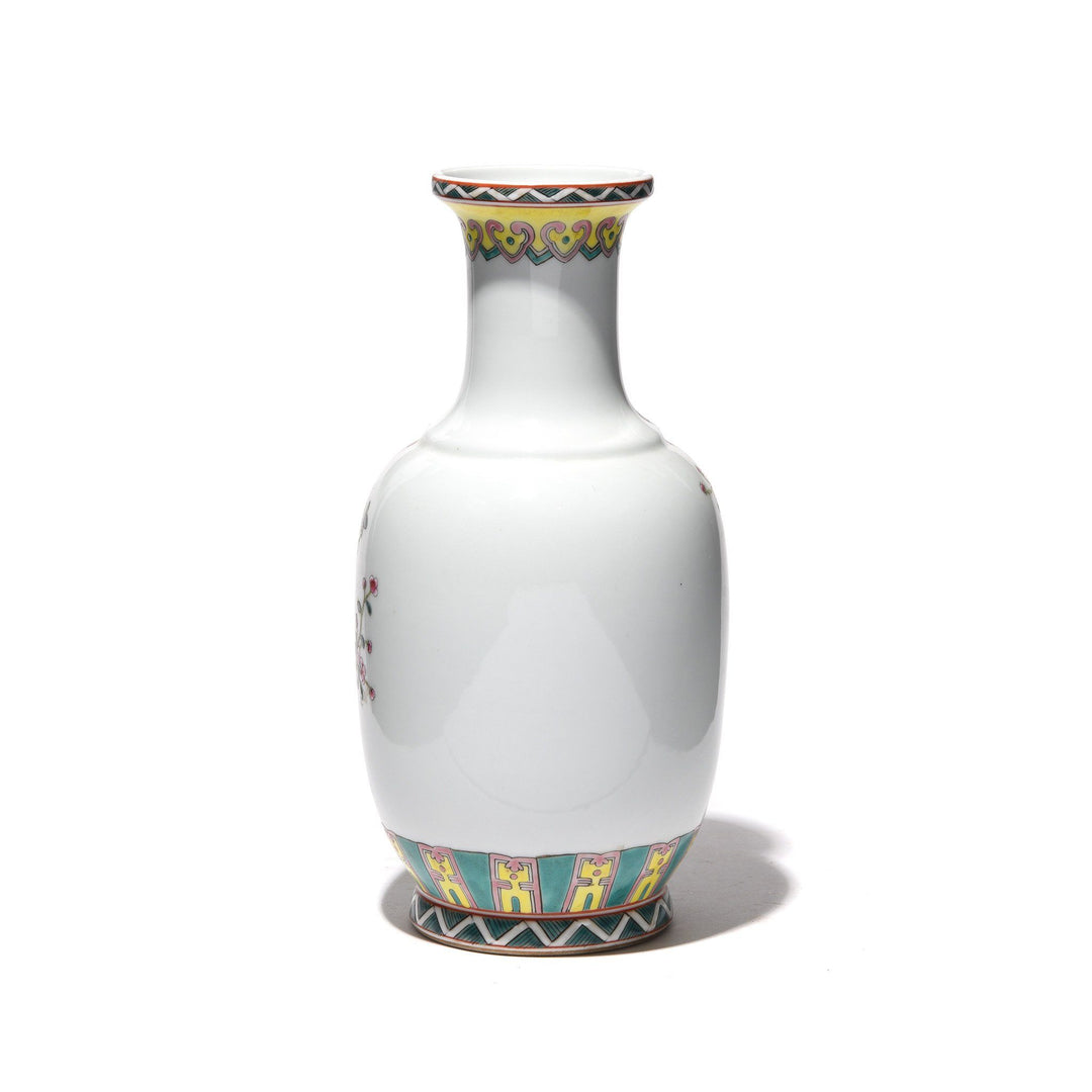 Porcelain Rouleau Vase - Famille Rose Design | Indigo Antiques