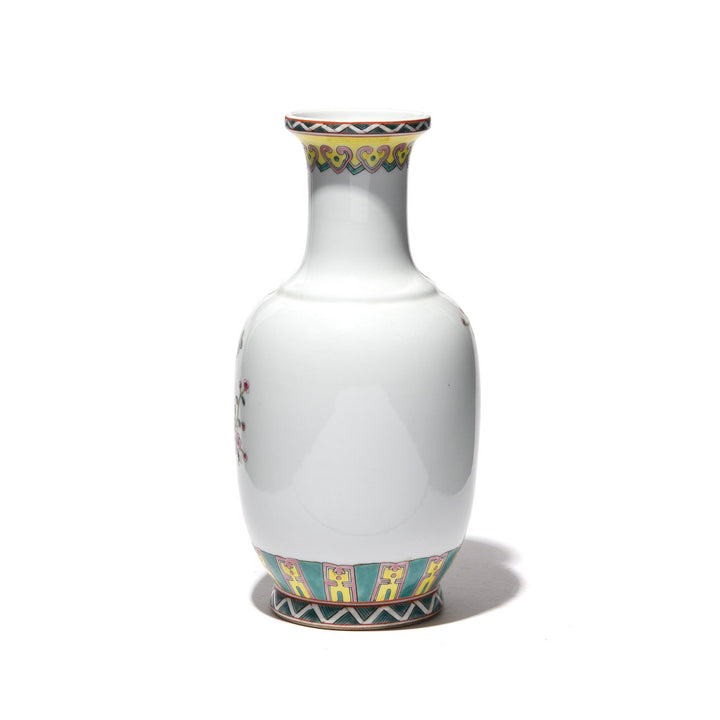 Porcelain Rouleau Vase - Famille Rose Design | Indigo Antiques