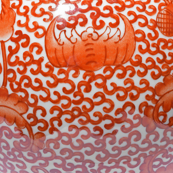 Porcelain Temple Jar -  Kangxi Orange Design