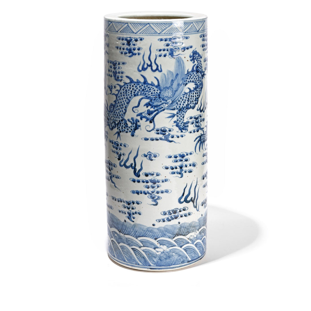Porcelain Umbrella Stand - Blue & White Flying Dragon Design - 27 x 27 x 62.5 (w x d x h cms) - C0434V1