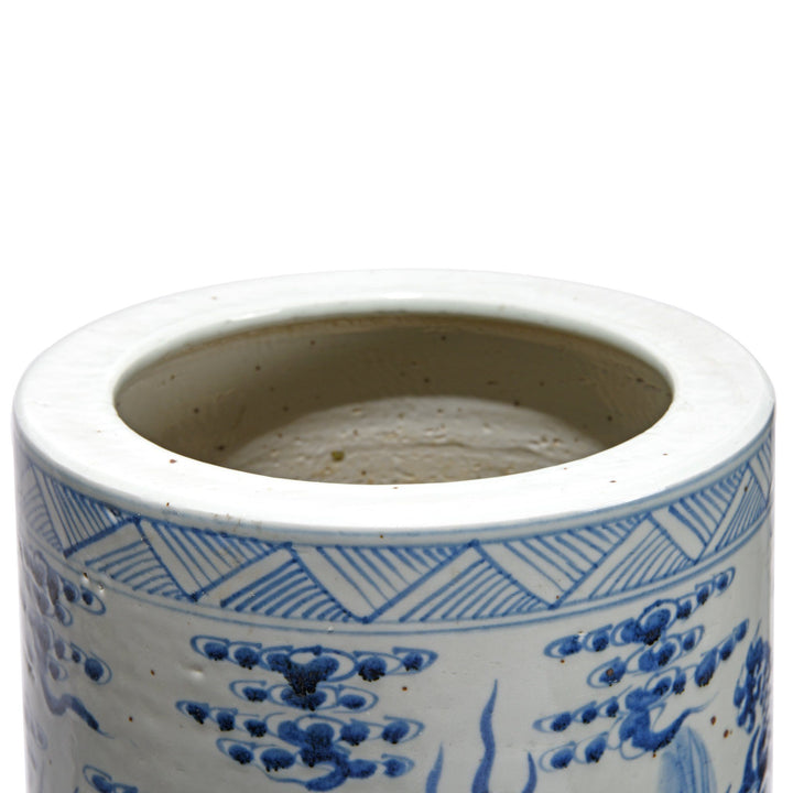 Porcelain Umbrella Stand - Blue & White Flying Dragon Design - 27 x 27 x 62.5 (w x d x h cms) - C0434V1