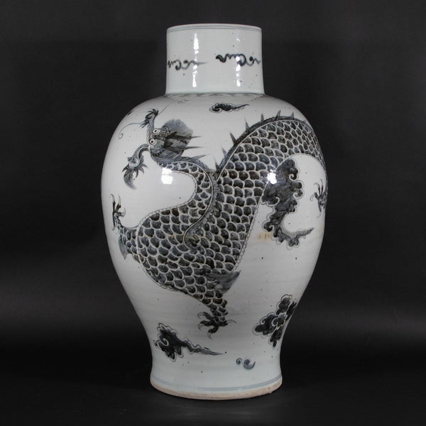 Porcelain Vase - Blue & White With Dragon Design