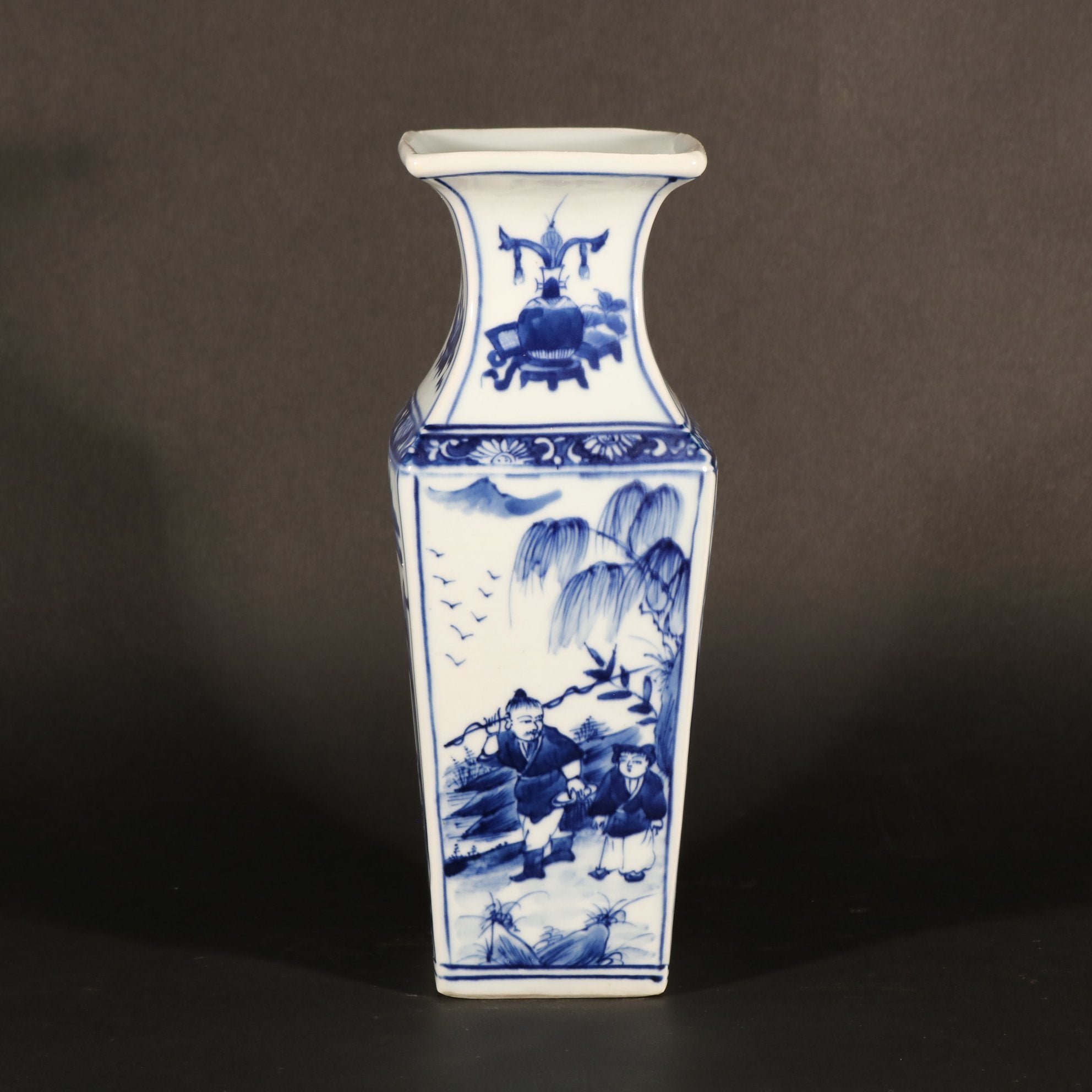 Porcelain Vase With Blue & White Glaze | Indigo Oriental Antiques