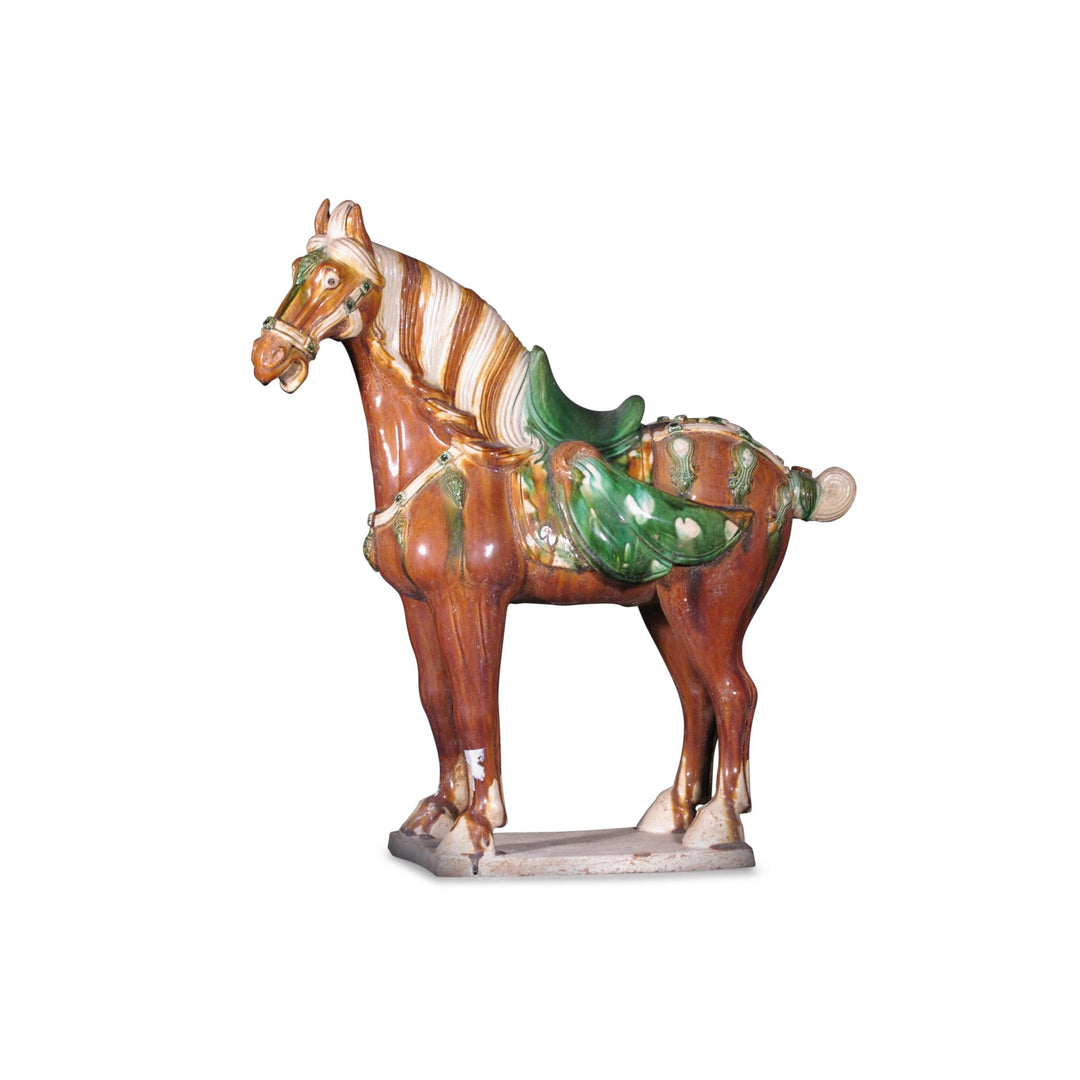 Sancai Glazed Terracotta Tang Horse Statue | Indigo Oriental Antiques