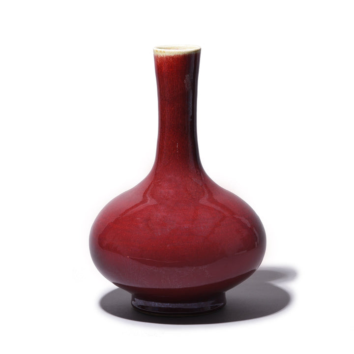 Reproduction Chinese Sang De Boeuf Porcelain Tianqiuping Bottle Neck Vase | Indigo Antiques