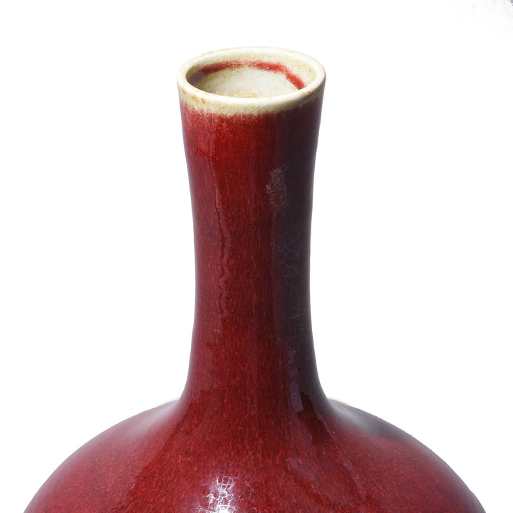 A Bottle Neck of a Reproduction Chinese Sang De Boeuf Porcelain Tianqiuping Bottle Neck Vase | Indigo Antiques