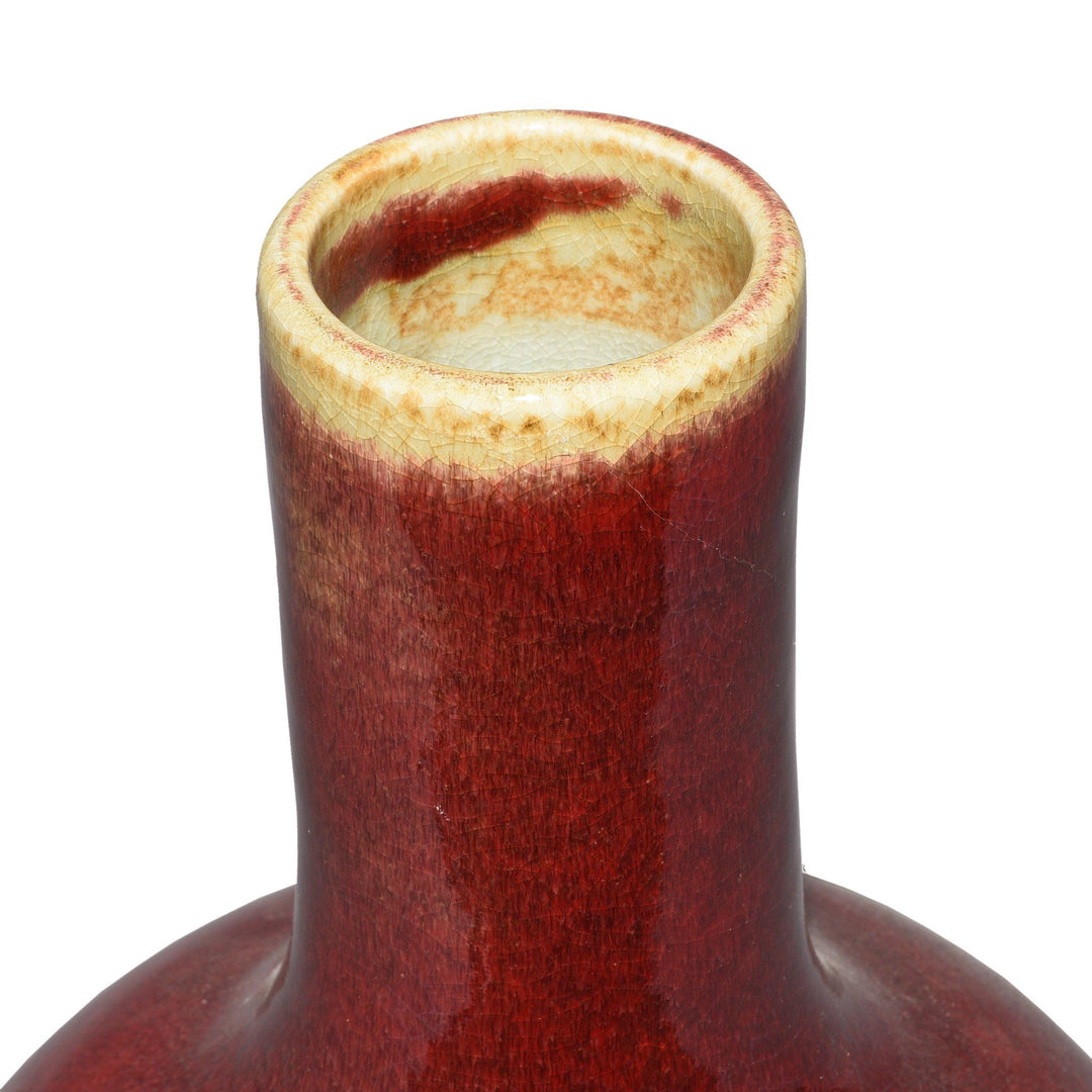 Rim Detail From Sang De Boeuf Porcelain Tianqiuping Vase | Indigo Antiques