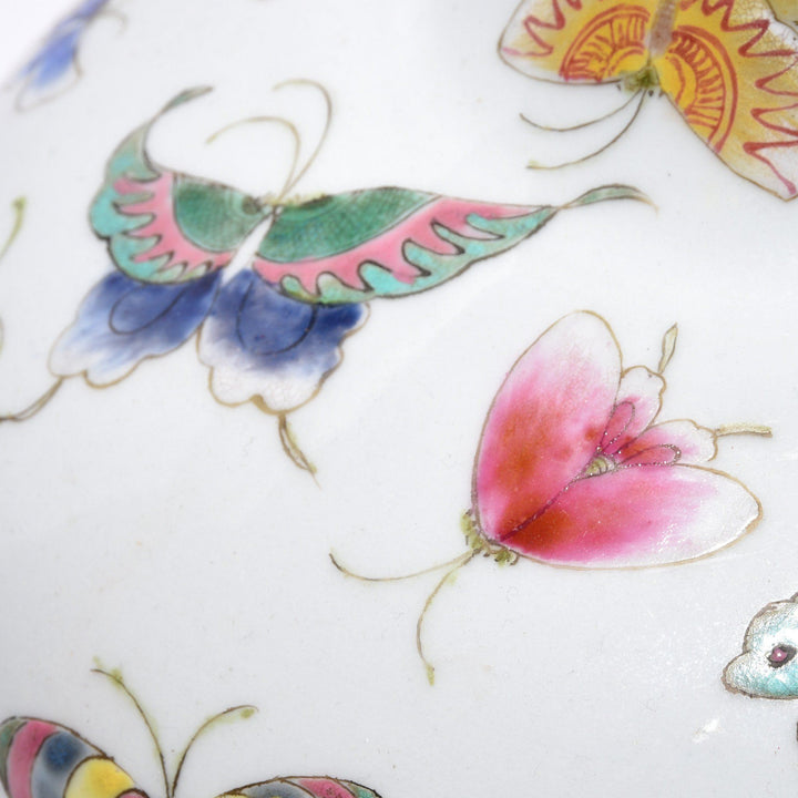Wucai Porcelain Tianqiuping Vase - Butterfly Design Indigo Antiques