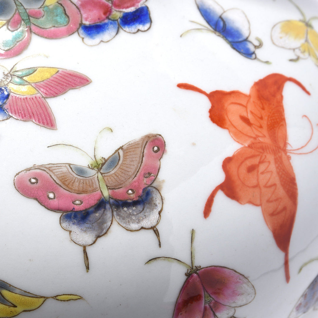 Wucai Porcelain Tianqiuping Vase - Butterfly Design Indigo Antiques