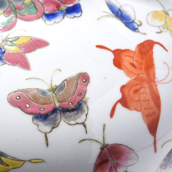 Wucai Porcelain Tianqiuping Vase - Butterfly Design