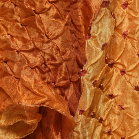 Saffron Bandhani Silk Scarf from Rajasthan