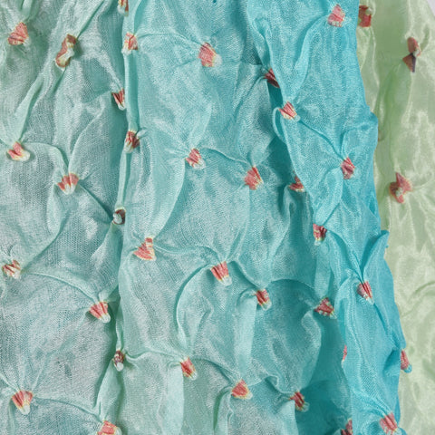 Aquamarine Bandhani Silk Scarf from Rajasthan