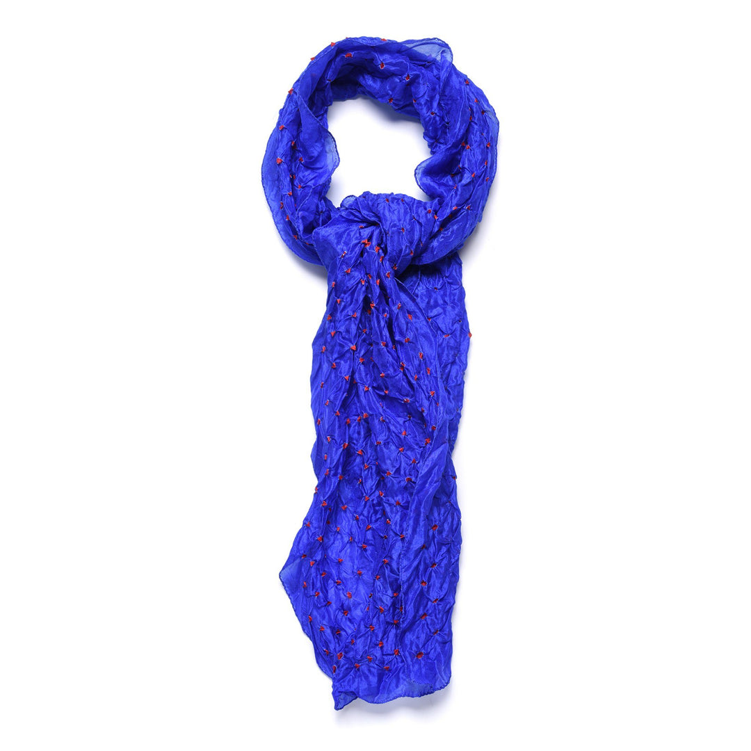 Royal Blue Silk Indian Bandhani Tie Dye Scarf | Indigo Antiques