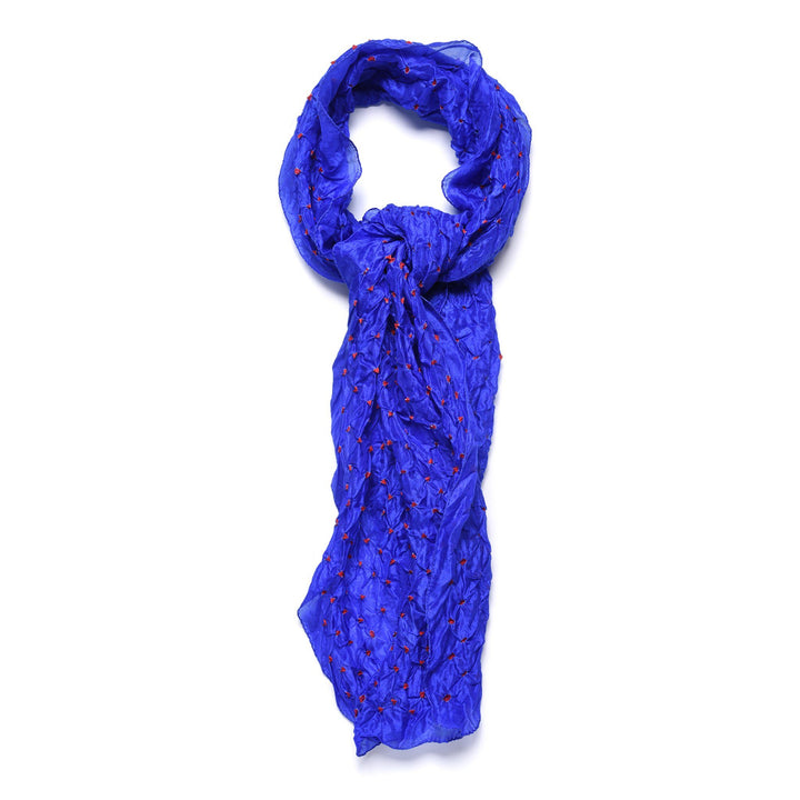 Royal Blue Silk Indian Bandhani Tie Dye Scarf | Indigo Antiques