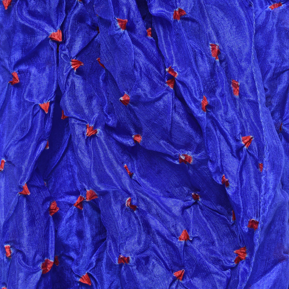 Royal Blue Silk Indian Bandhani Tie Dye Scarf | Indigo Antiques
