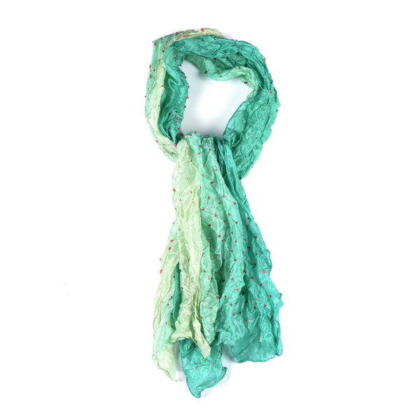 Aquamarine Bandhani Silk Scarf from Rajasthan