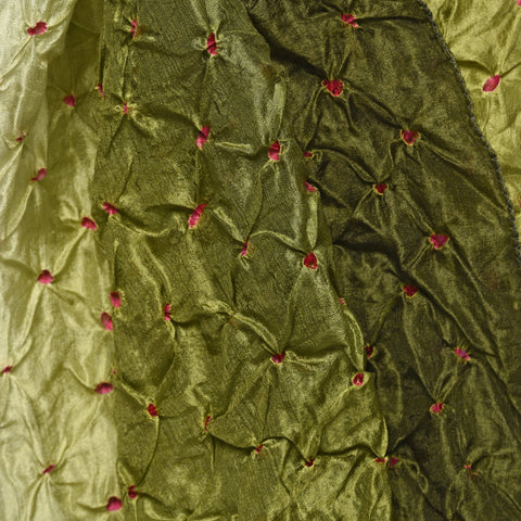 Forest Green Silk Bandhani Scarf From Rajasthan