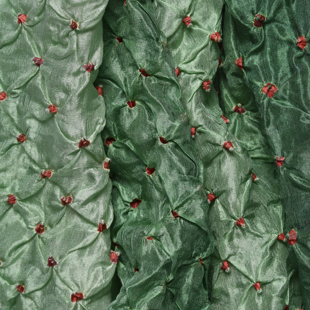 Grass Green Silk Indian Bandhani Tie Dye Scarf | Indigo Antiques