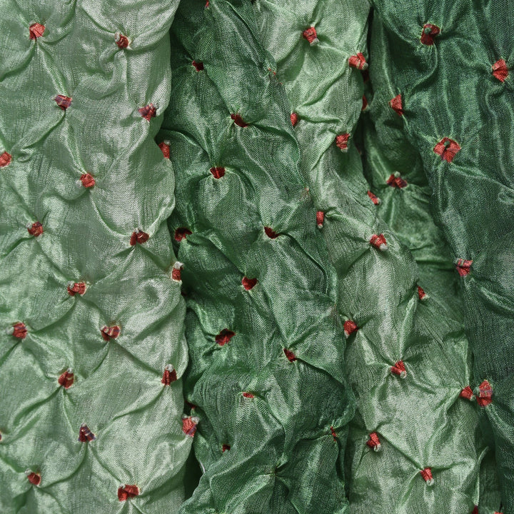 Grass Green Silk Indian Bandhani Tie Dye Scarf | Indigo Antiques