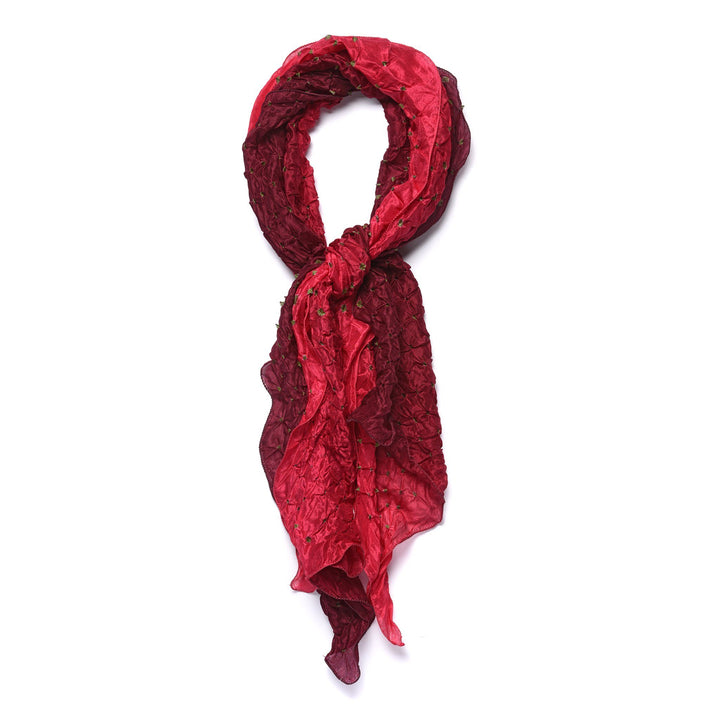 Raspberry Silk Indian Bandhani Tie Dye Scarf | Indigo Antiques