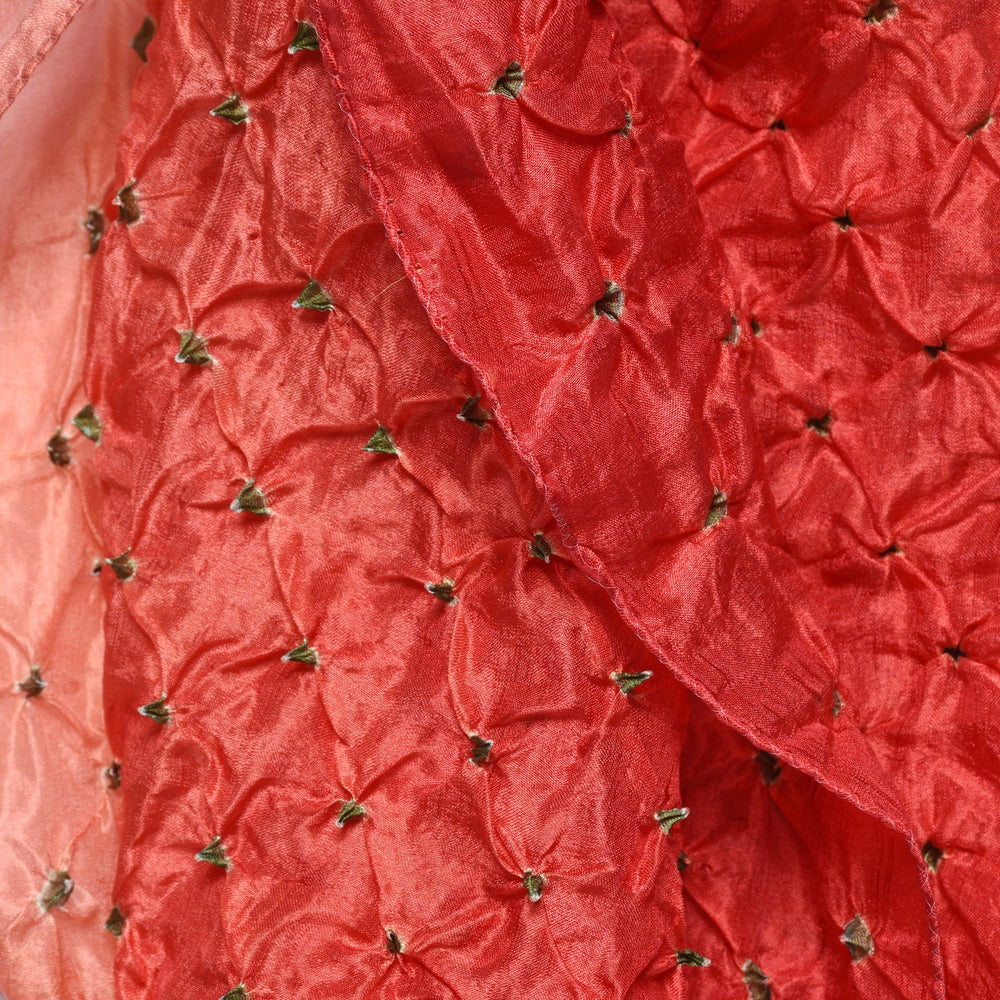 Coral Silk Indian Bandhani Tie Dye Scarf | Indigo Antiques