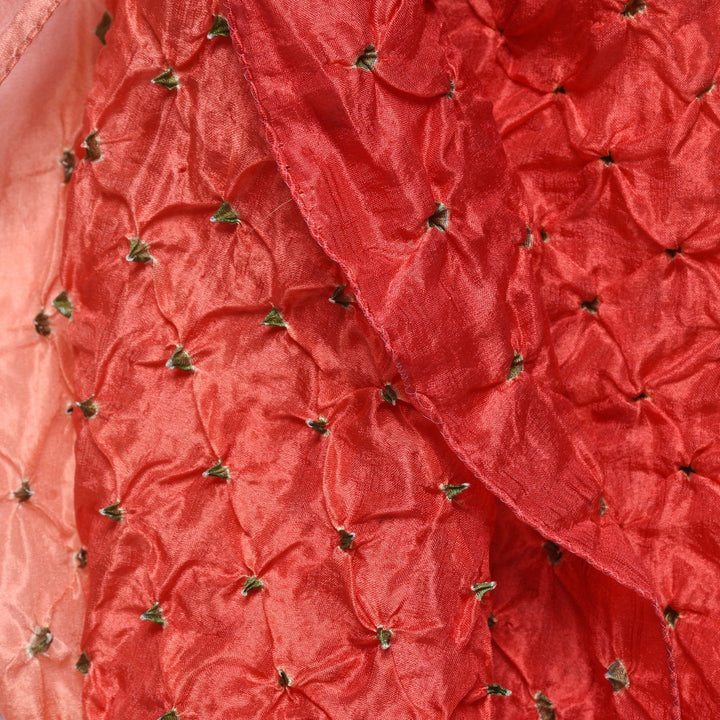 Coral Silk Indian Bandhani Tie Dye Scarf | Indigo Antiques