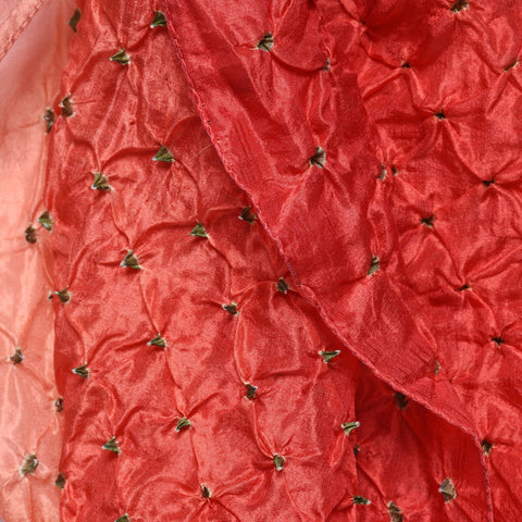 Red Bandhani Silk Scarf from Rajasthan