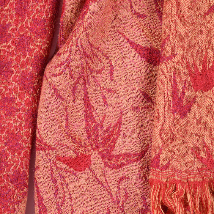 Red -Indian Garden Scarf - Merino Wool | Indigo Antiques