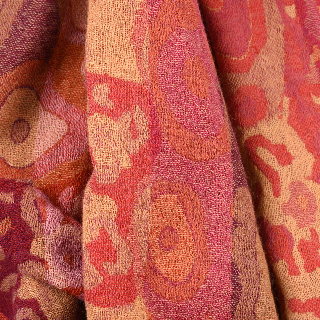 Red Jungle Scarf - Merino Wool | Indigo Antiques