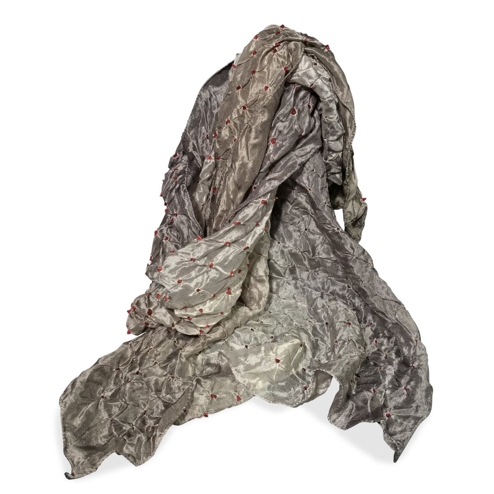 Khaki Bandhani Silk Scarf From Rajasthan | Indigo Oriental Antiques