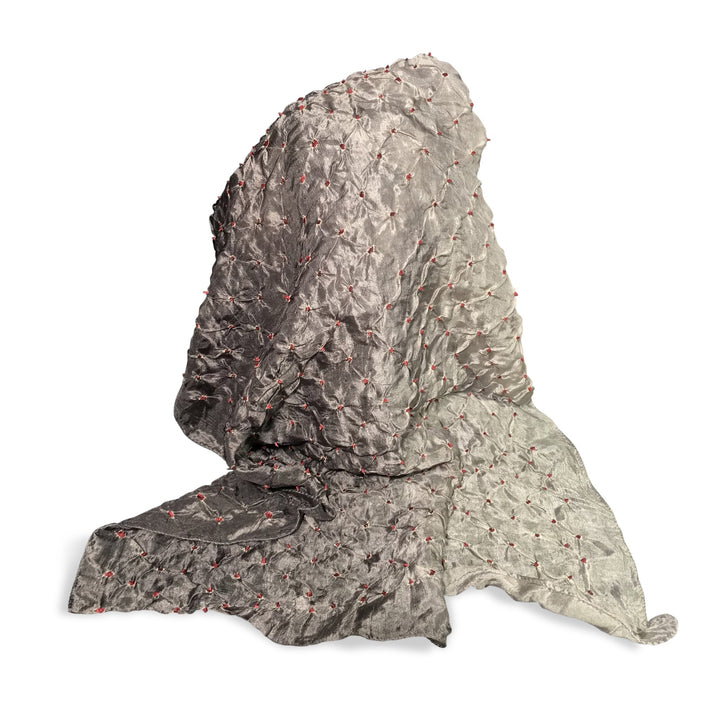 Khaki Bandhani Silk Scarf From Rajasthan | Indigo Oriental Antiques