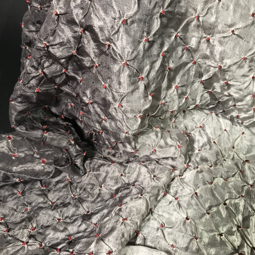 Khaki Bandhani Silk Scarf From Rajasthan | Indigo Oriental Antiques