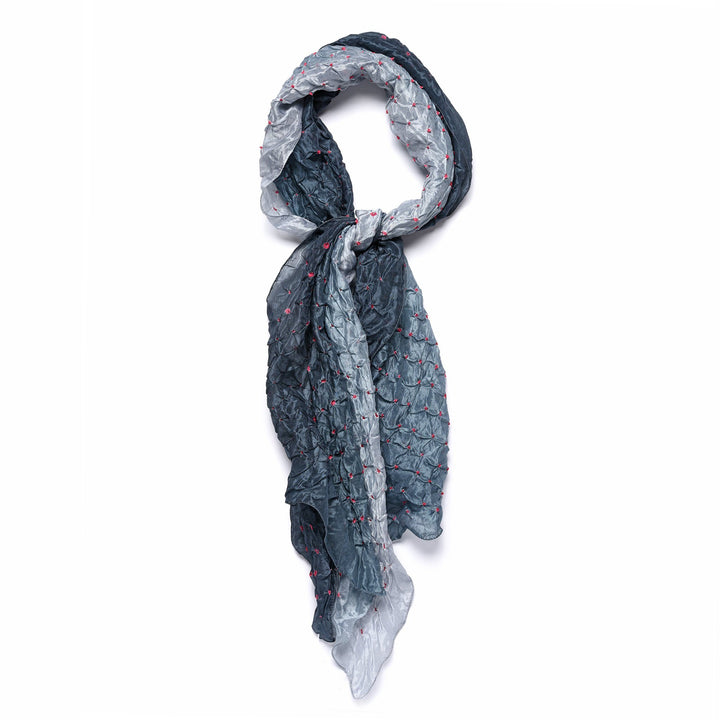 Steel Grey Silk Indian Bandhani Tie Dye Scarf | Indigo Antiques
