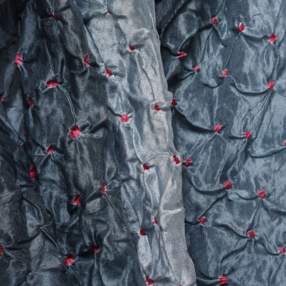 Steel Grey Silk Indian Bandhani Tie Dye Scarf | Indigo Antiques